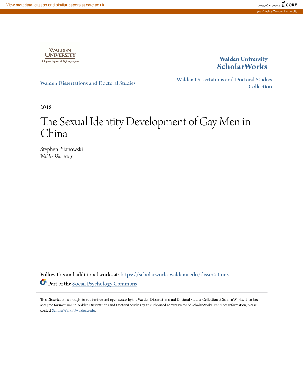 The Sexual Identity Development of Gay Men in China