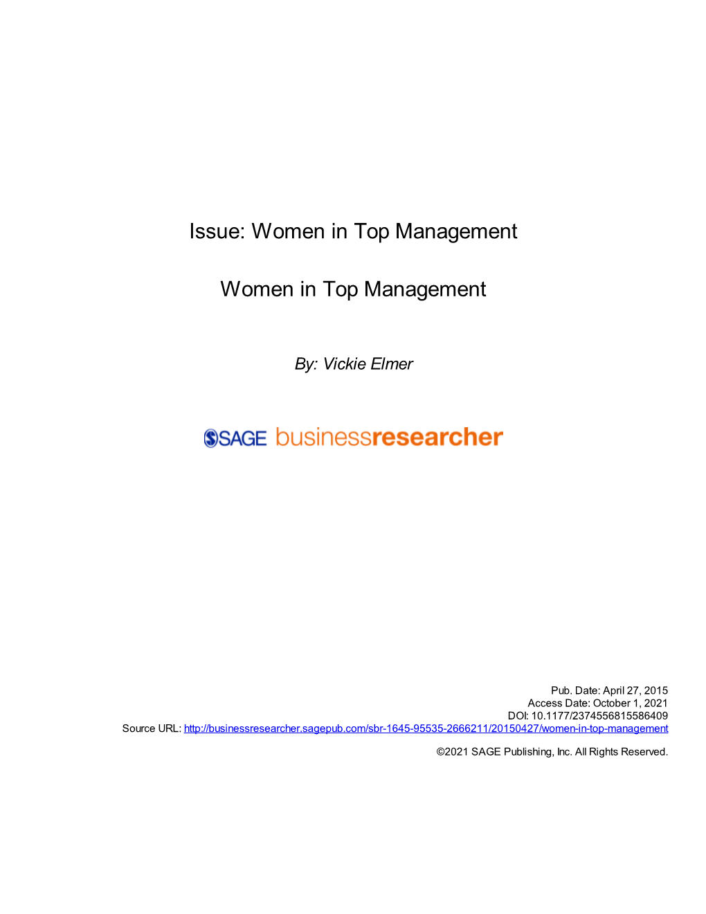Women in Top Management Women In