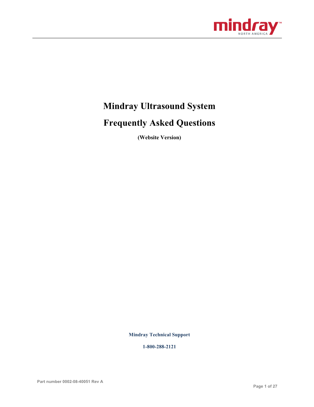 Mindray Ultrasound System Frequently Asked Questions