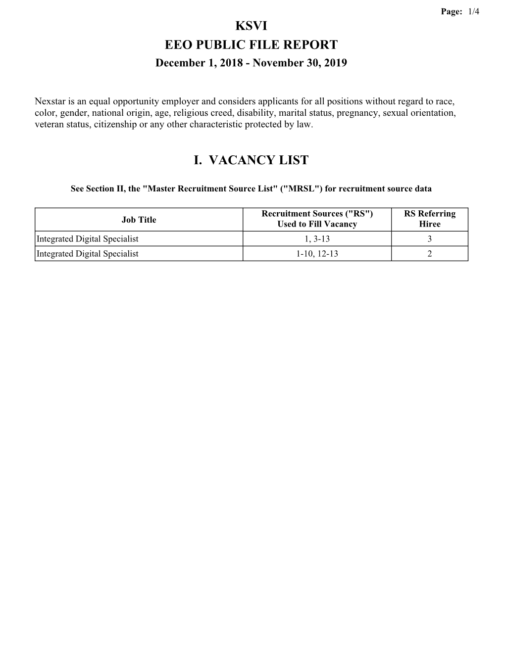 KSVI EEO Report