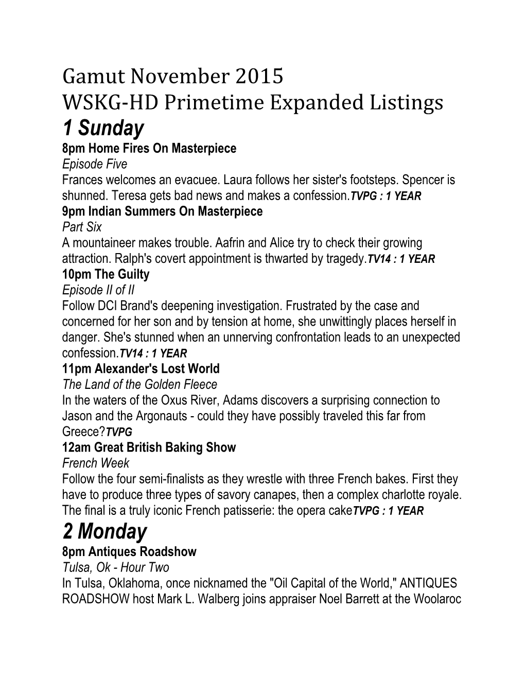 Expanded Listings November 2015