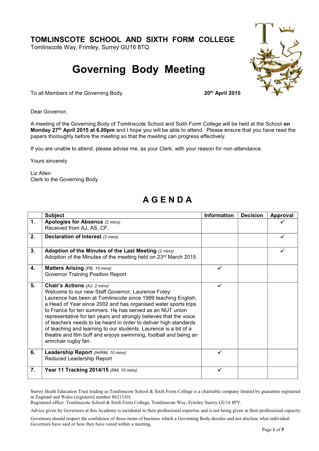 Governing Body Meeting