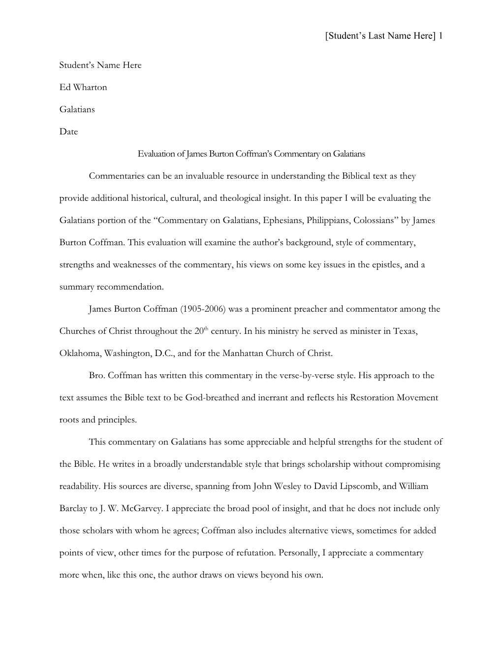 Evaluation of Coffmans Galatian Commentary.Pdf