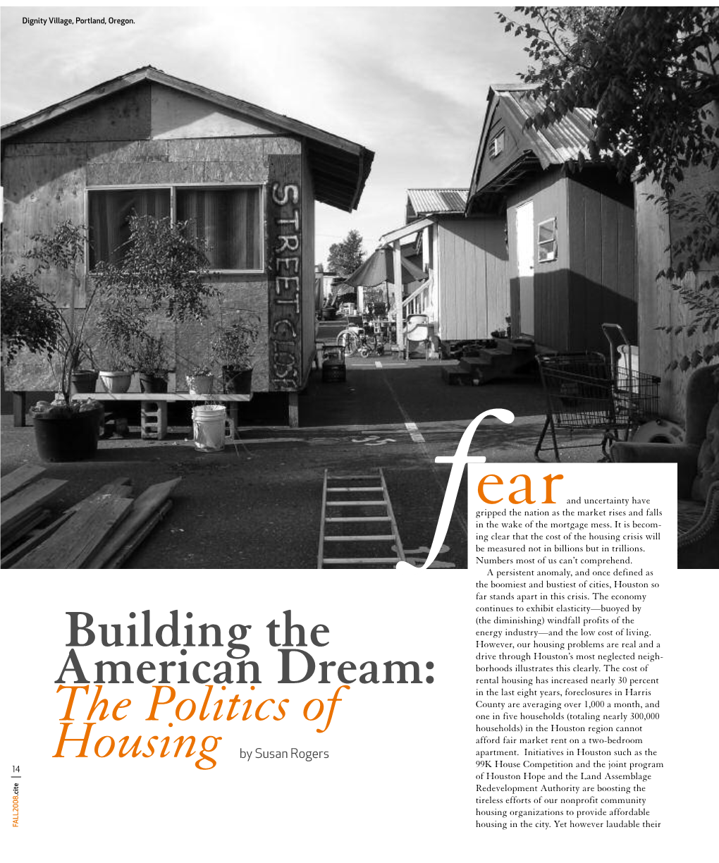 Building the American Dream: the Politics of Housing