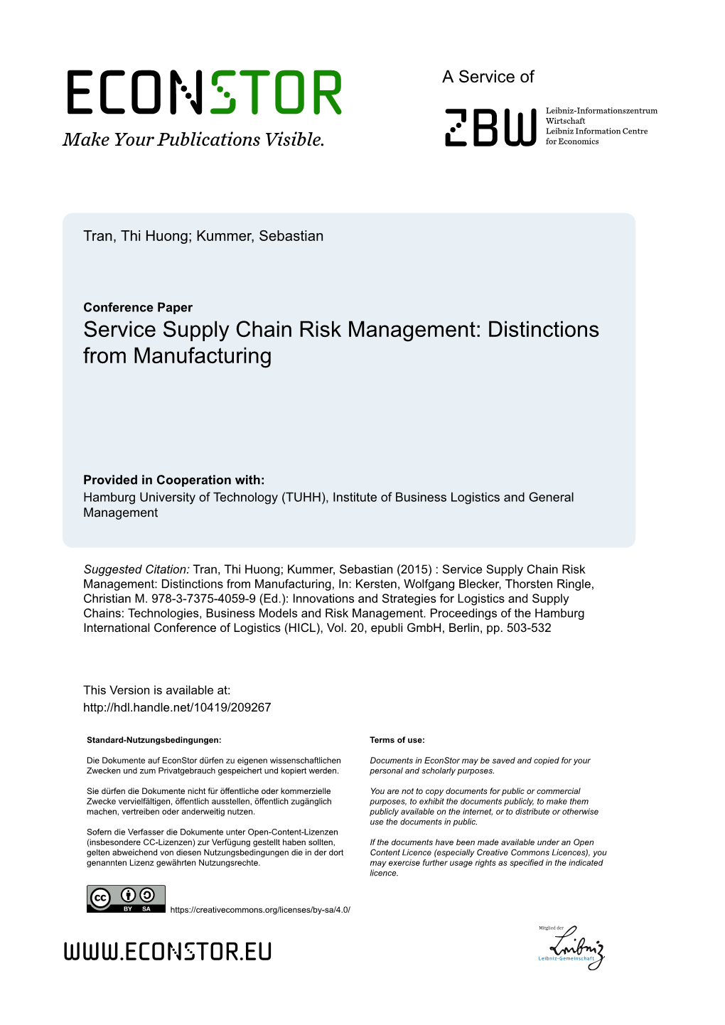 Service Supply Chain Risk Management: Distinctions from Manufacturing