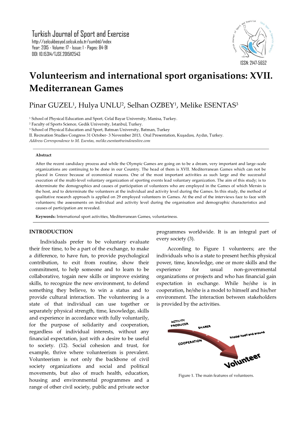 Volunteerism and International Sport Organisations: XVII. Mediterranean Games