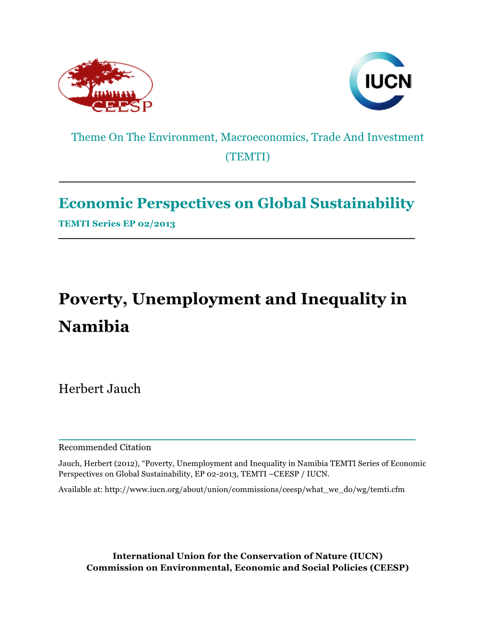 Poverty, Unemployment and Inequality in Namibia