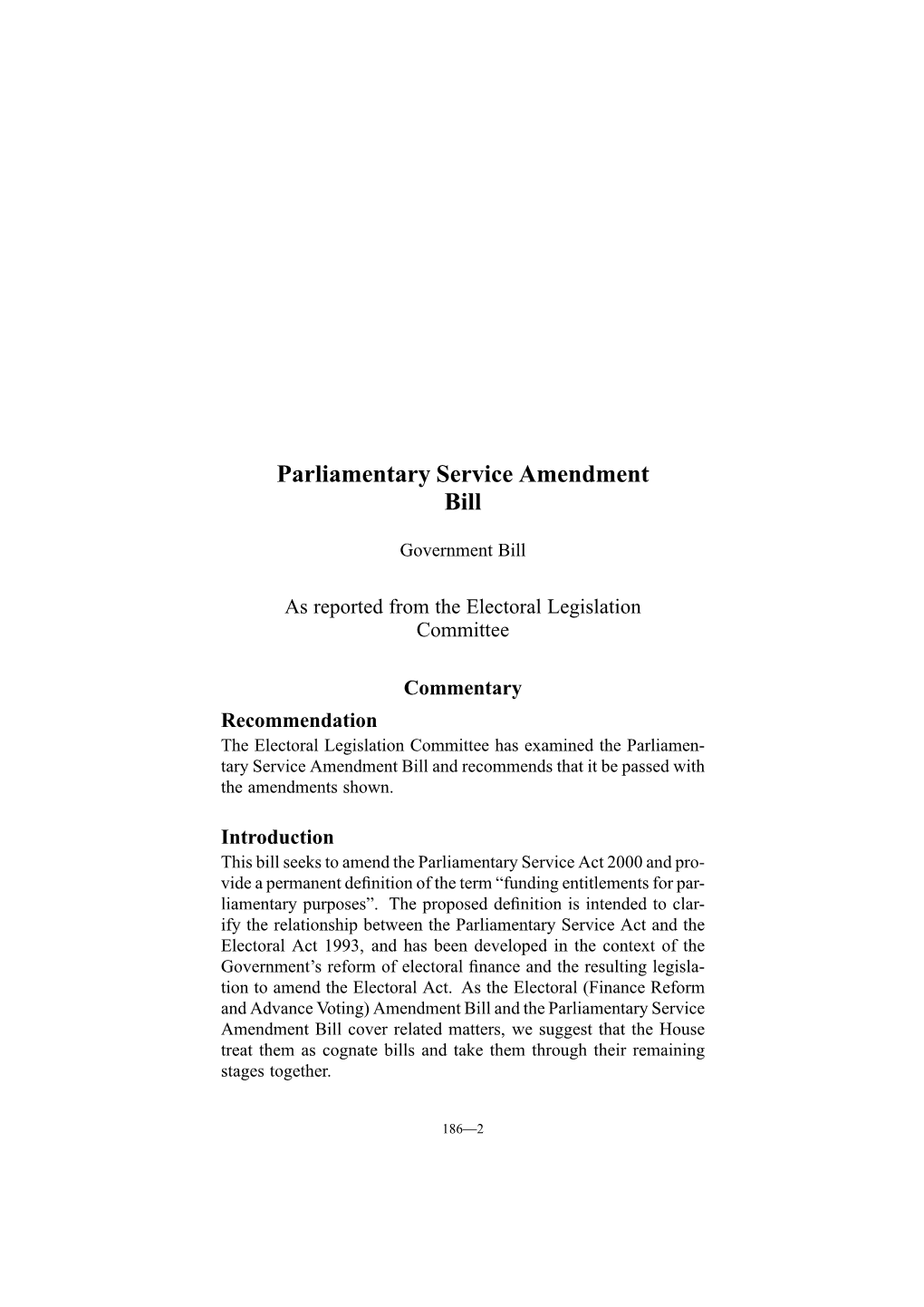Parliamentary Service Amendment Bill