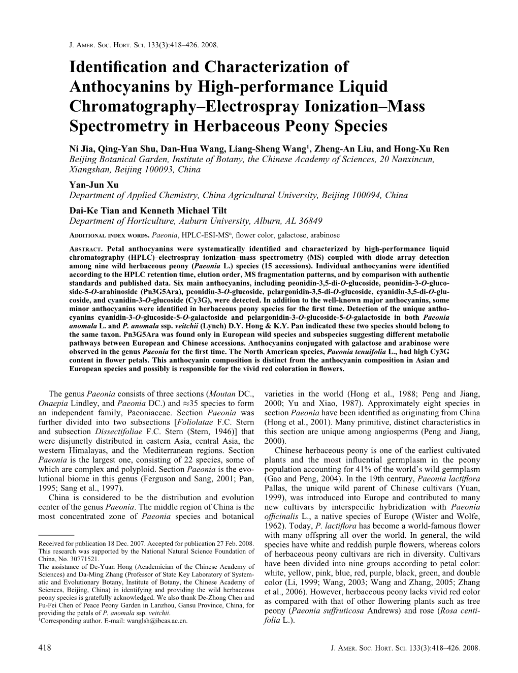 Identification and Characterization of Anthocyanins by High-Performance