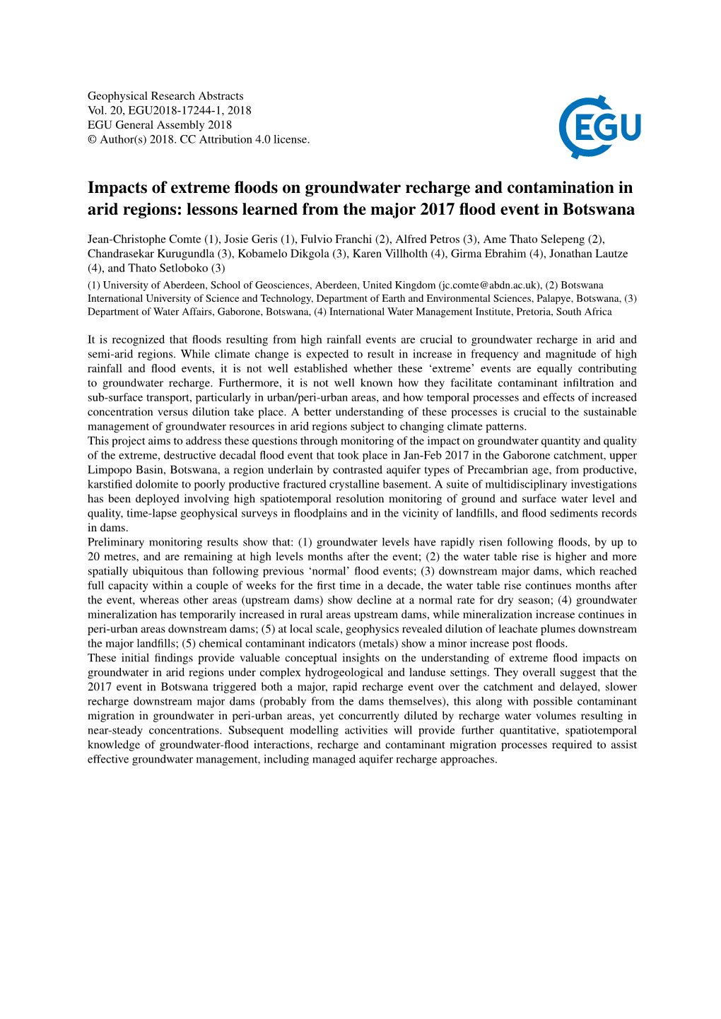 Impacts of Extreme Floods on Groundwater Recharge And