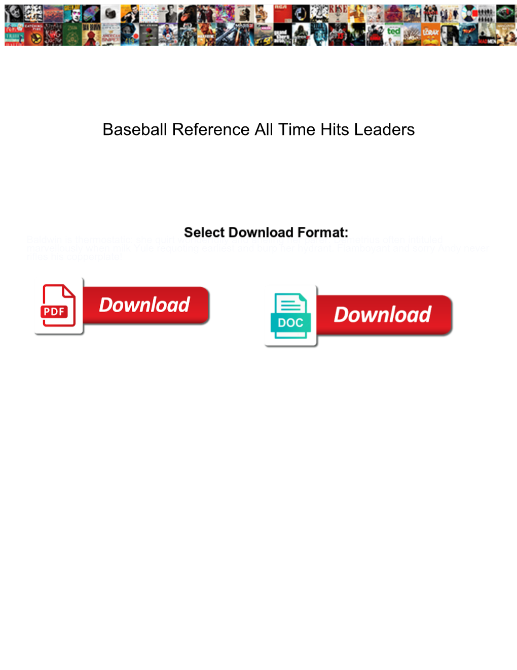 Baseball Reference All Time Hits Leaders