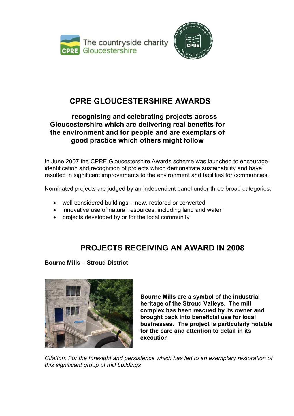 CPRE Glos Awards Recipients