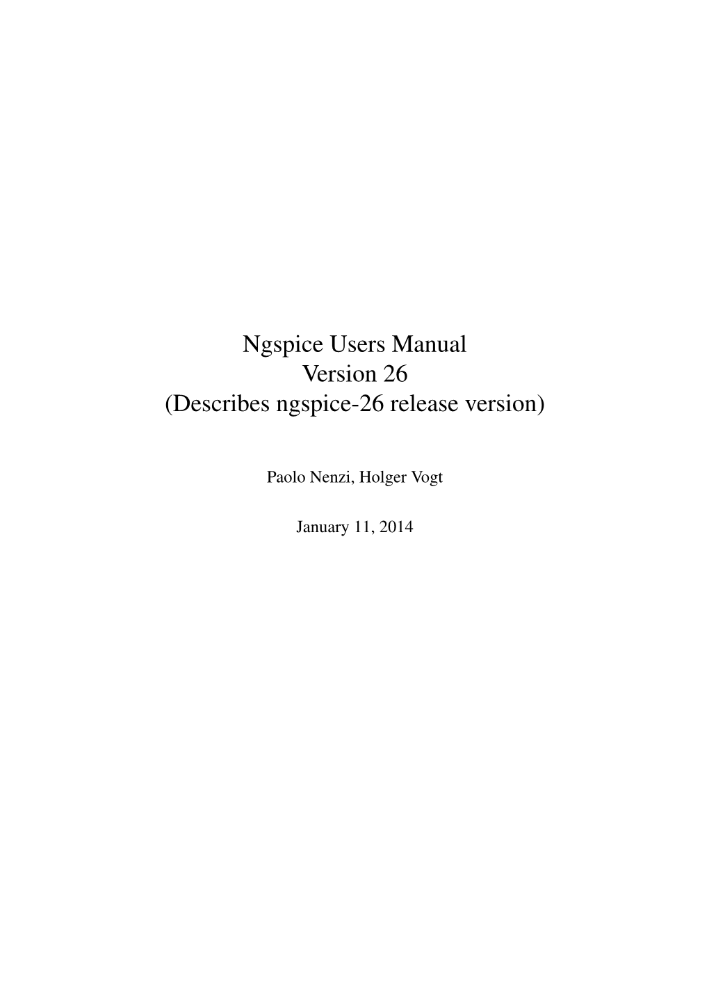 Ngspice User Manual