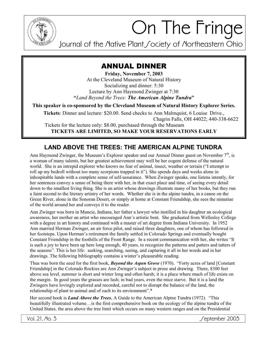 September 2003, Volume 21 No. 3