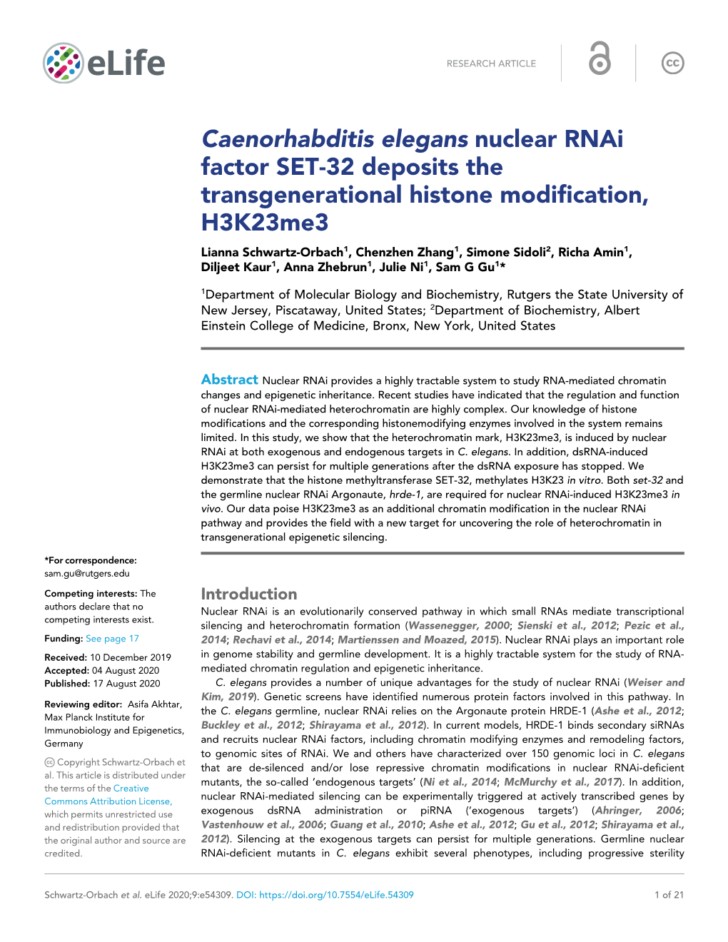 Caenorhabditis Elegans Nuclear Rnai Factor SET-32 Deposits