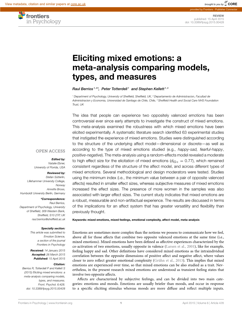 Eliciting Mixed Emotions: a Meta-Analysis Comparing Models, Types, and Measures