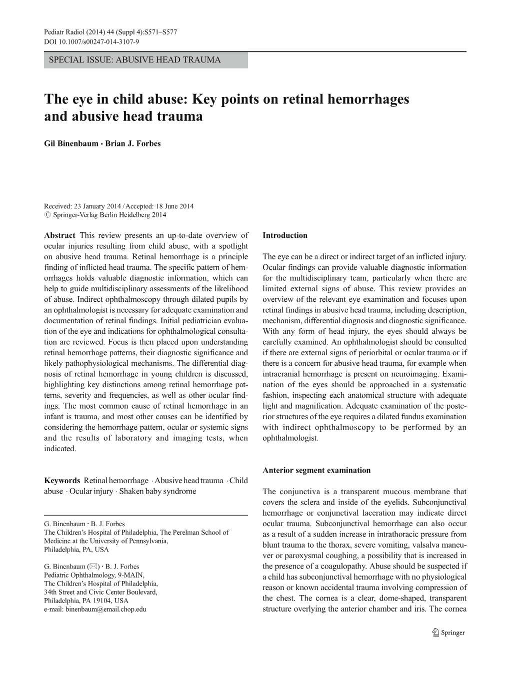 The Eye in Child Abuse: Key Points on Retinal Hemorrhages and Abusive Head Trauma