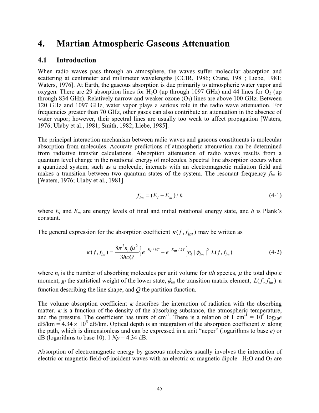 Martian Atmospheric Gaseous Attenuation