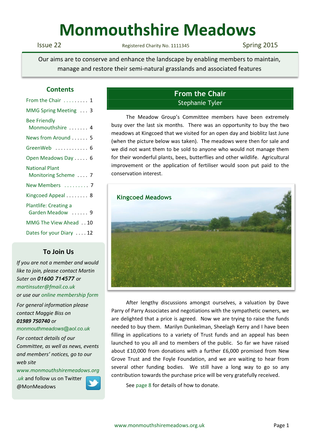 Monmouthshire Meadows Issue 22 Registered Charity No