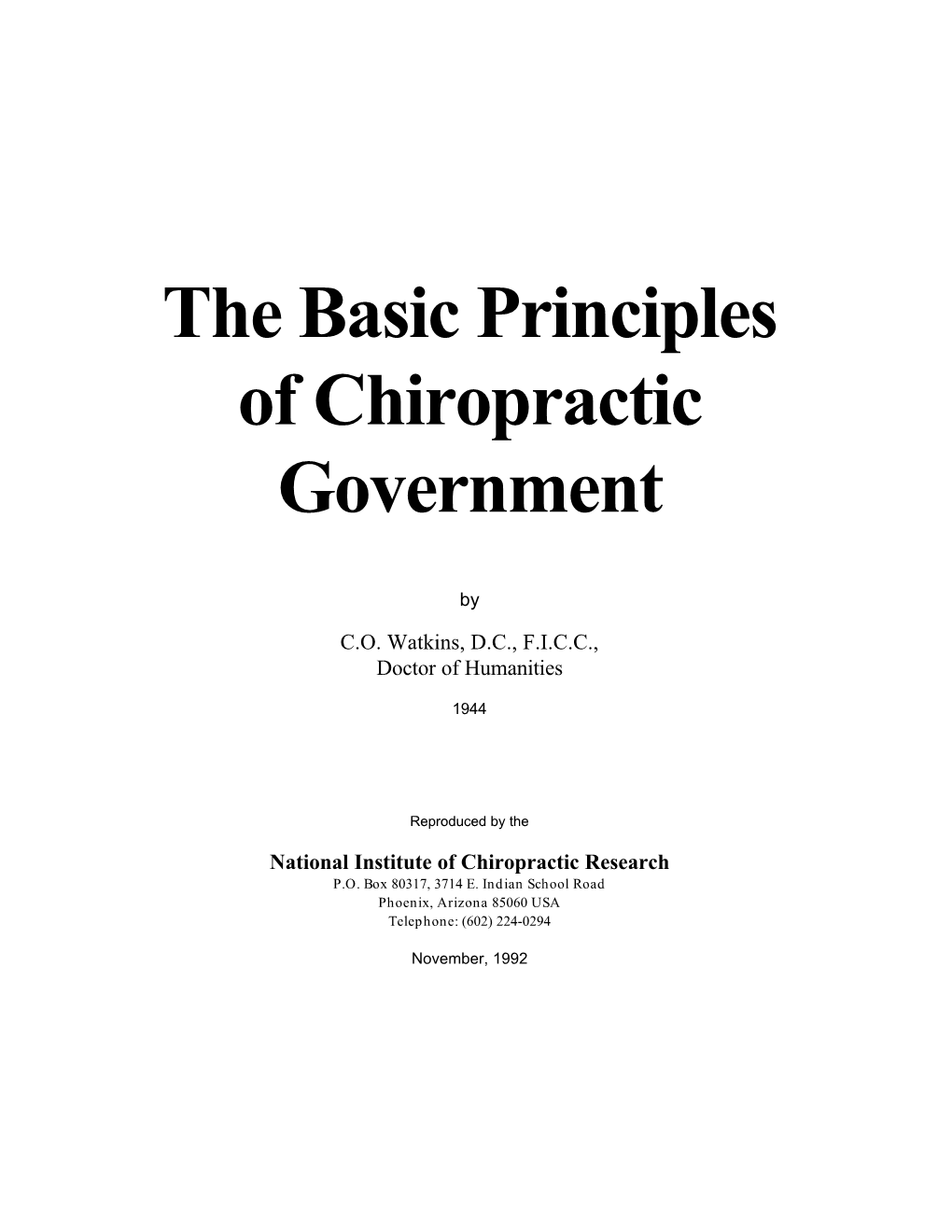 The Basic Principles of Chiropractic Government