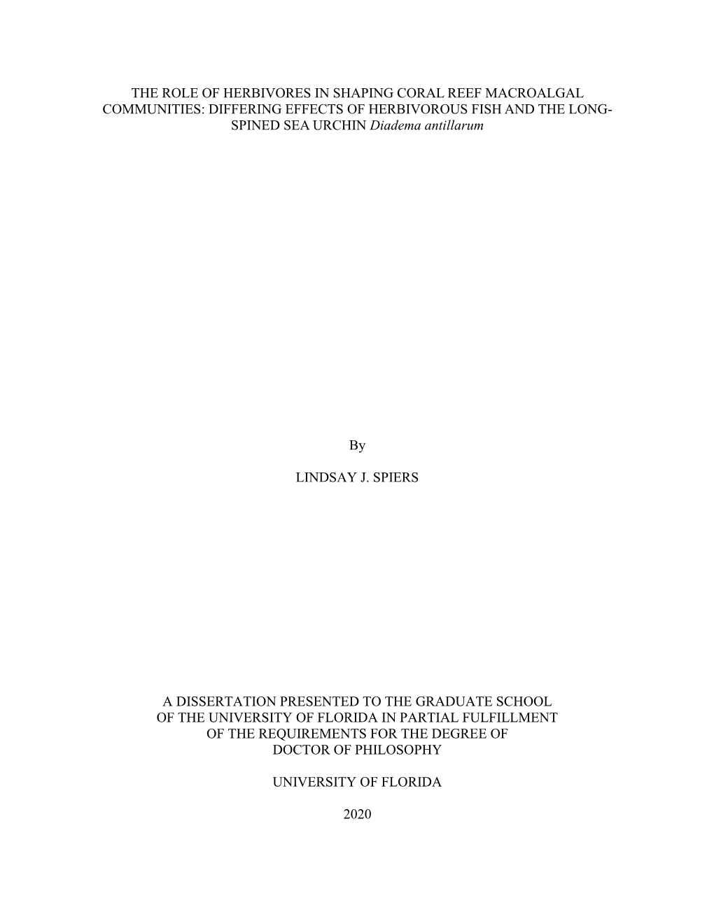 University of Florida Thesis Or Dissertation Formatting