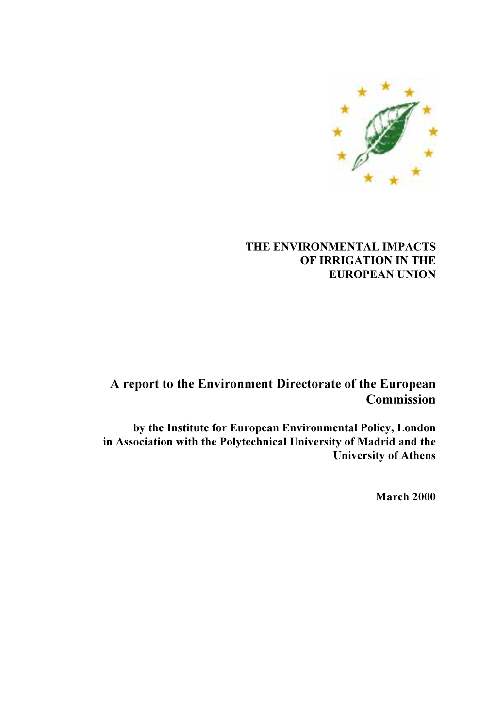 The Environmental Impacts of Irrigation in the European Union