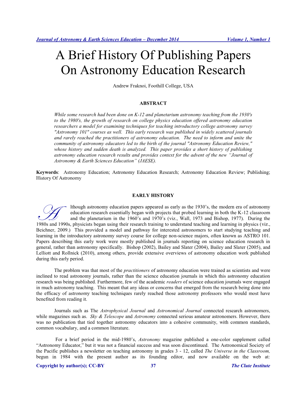 A Brief History of Publishing Papers on Astronomy Education Research