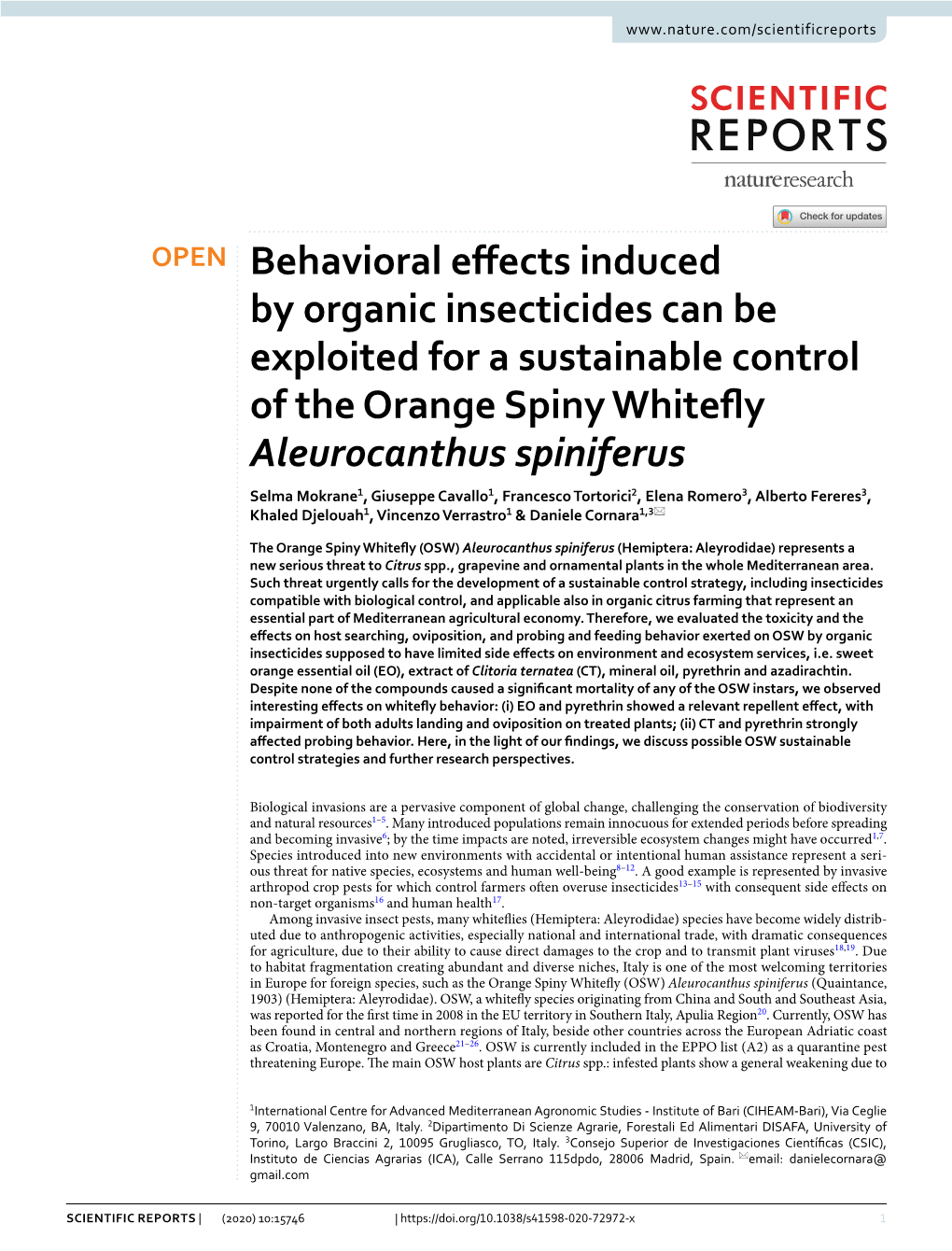 Behavioral Effects Induced by Organic Insecticides Can Be Exploited for A