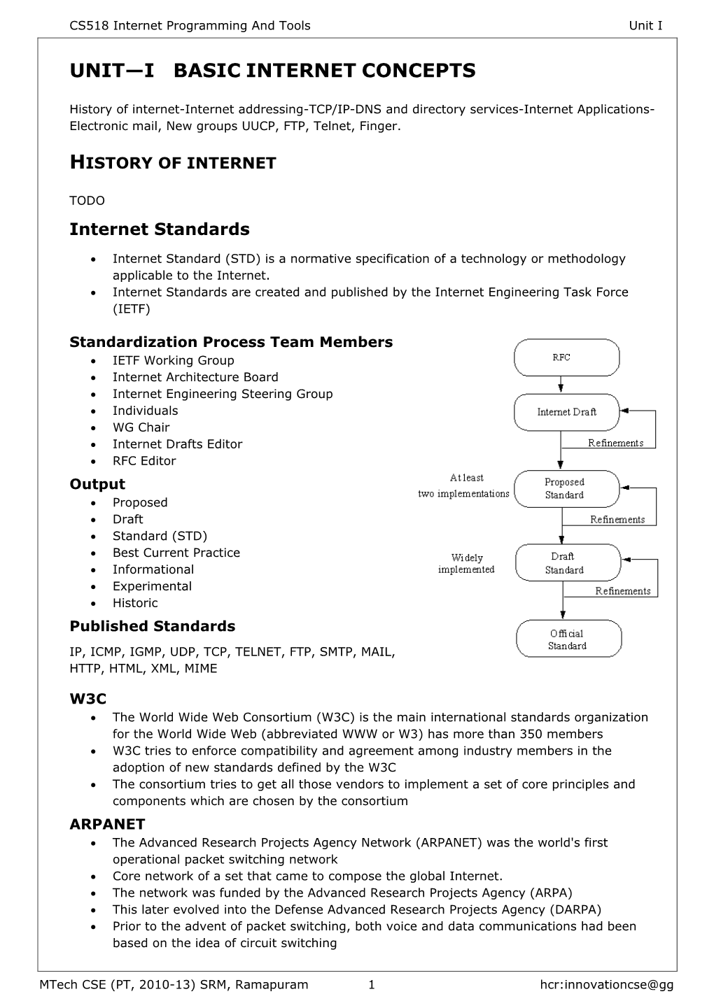 CS518 Unit I