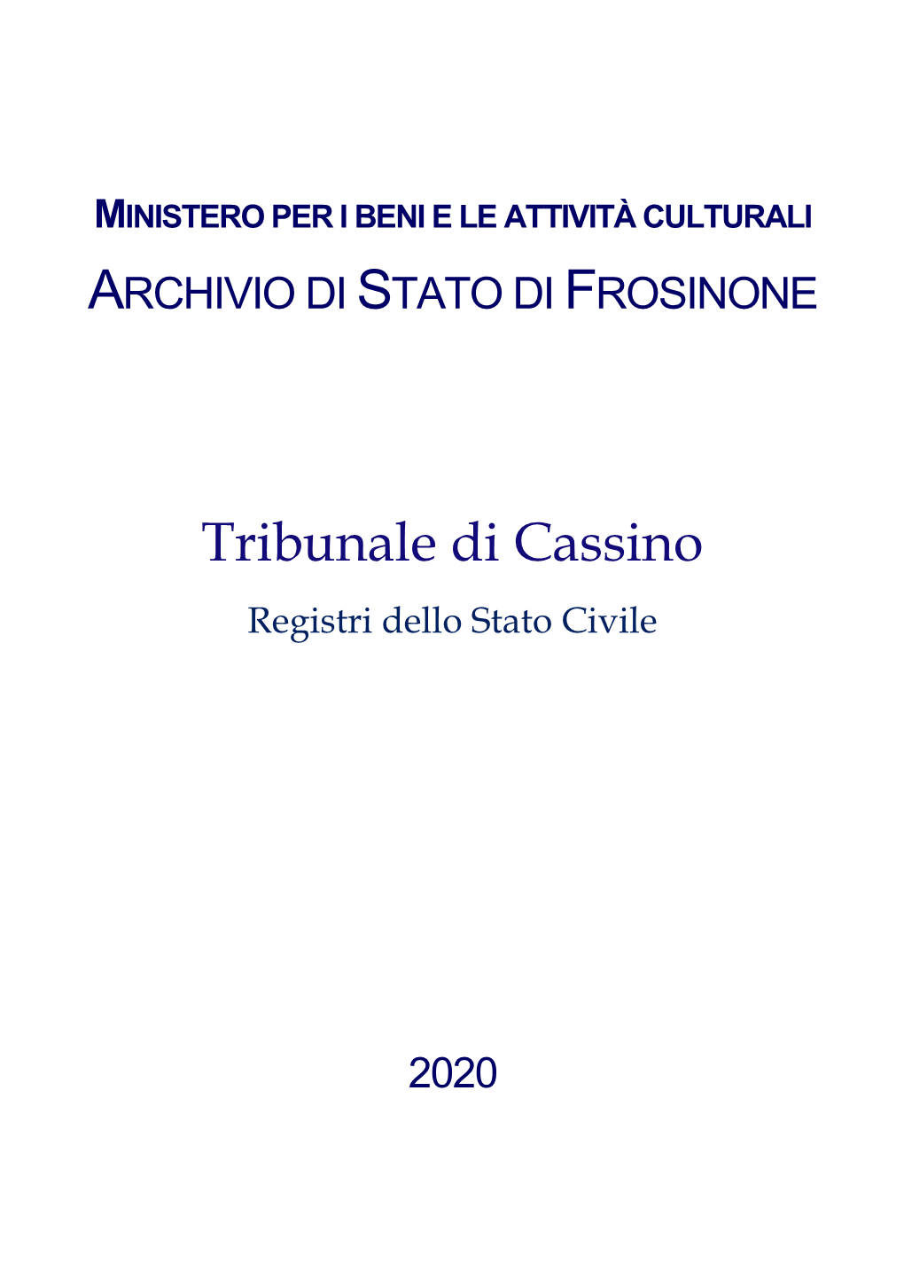 Registri Di Stato Civile Del Tribunale Di Cassino