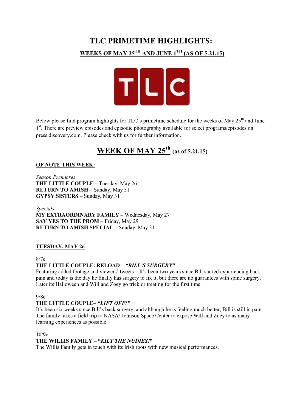 Tlc Primetime Highlights