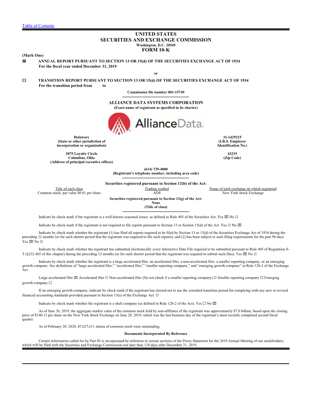 United States Securities and Exchange Commission Form