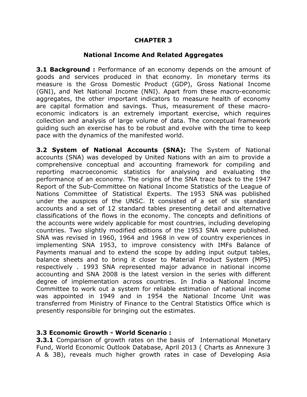 CHAPTER 3 National Income and Related Aggregates 3.1 Background