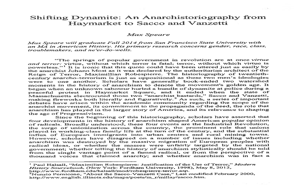 An Anarchisroriography from Haymarket