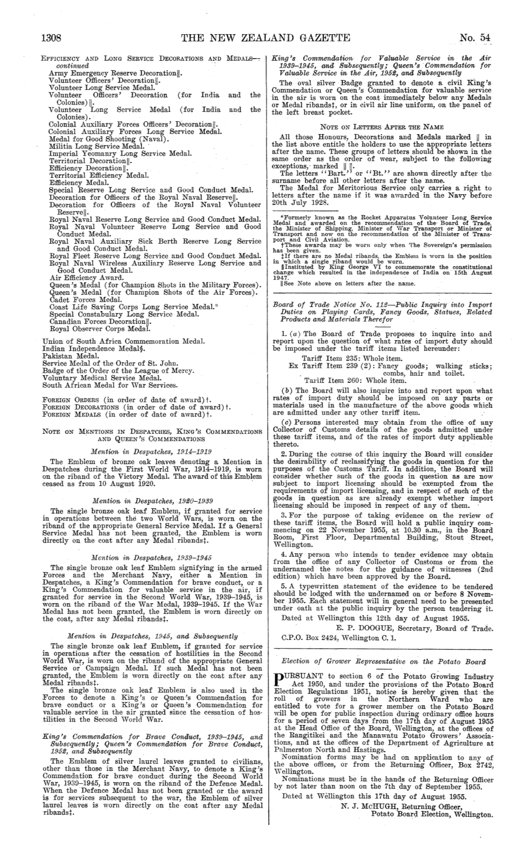 THE NEW ZEALAND GAZETTE No. 54