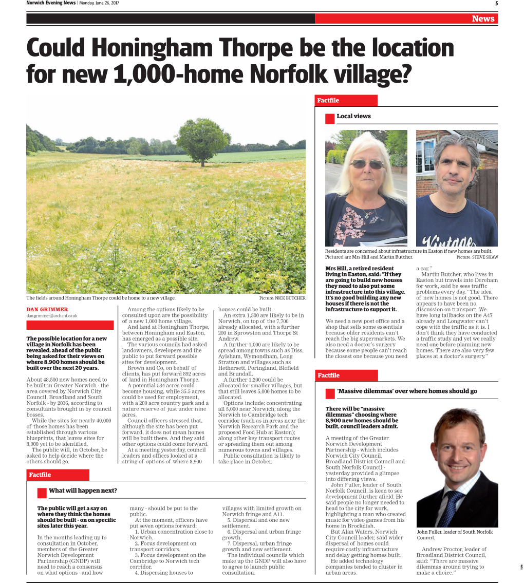Could Honingham Thorpe Be the Location for New 1,000-Home Norfolk Village?