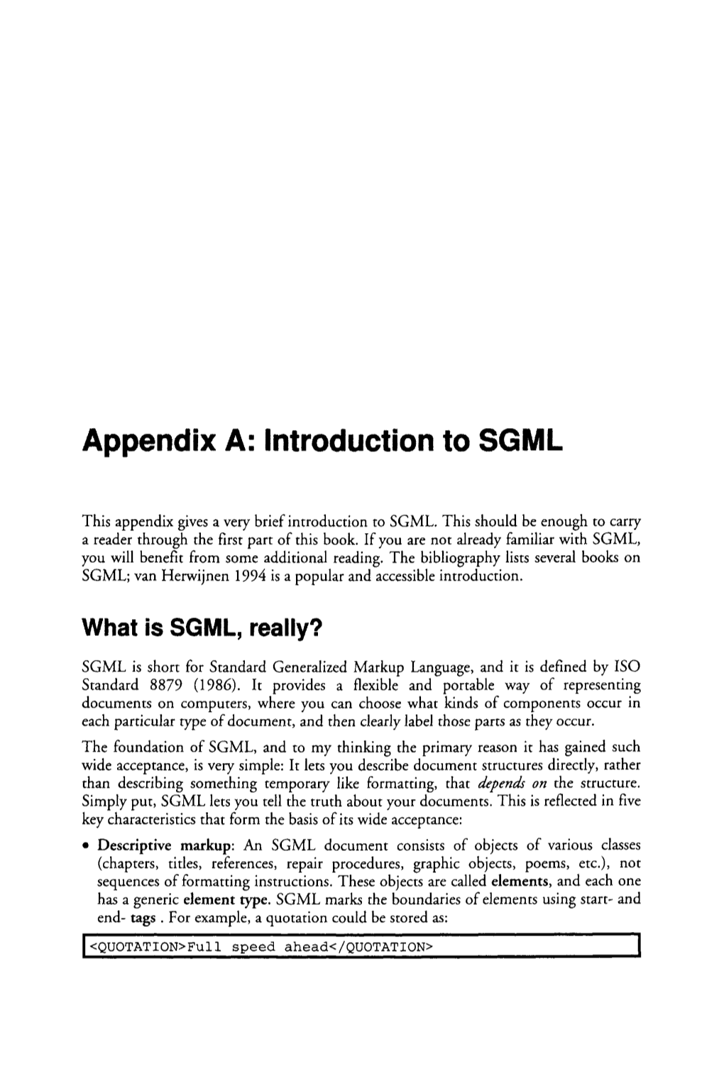 Appendix A: Introduction to SGML