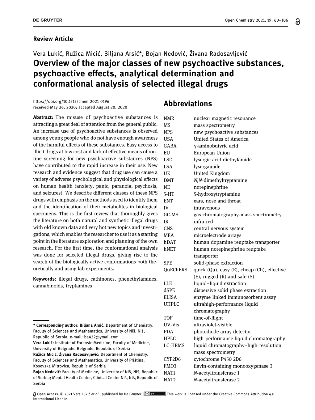 Overview of the Major Classes of New Psychoactive Substances