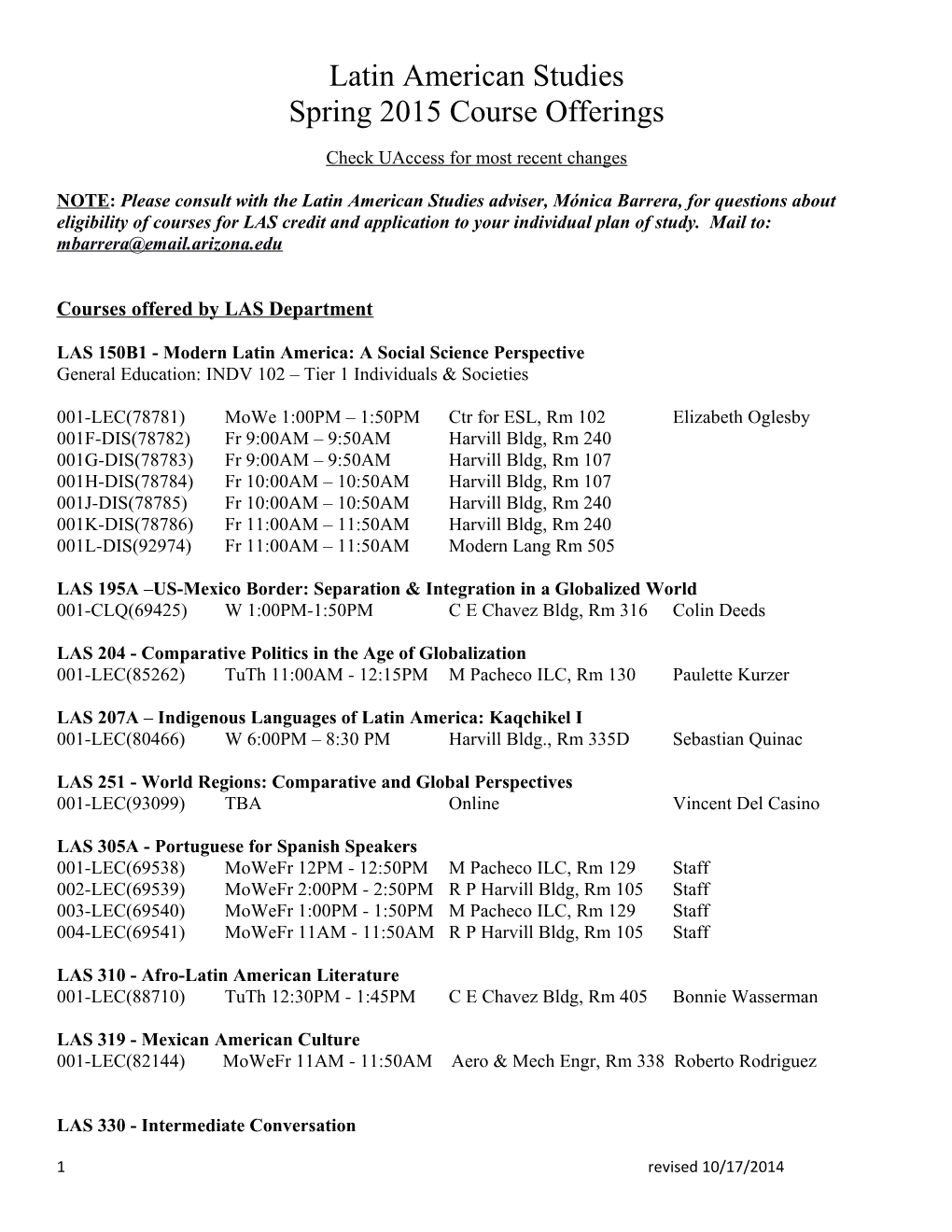 Latin American Studies s1