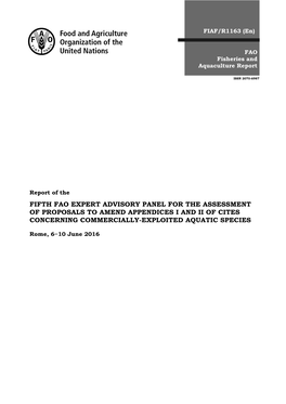 Report of the FIFTH FAO EXPERT ADVISORY PANEL for the ASSESSMENT of PROPOSALS to AMEND APPENDICES I and II of CITES CONCERNING COMMERCIALLY-EXPLOITED AQUATIC SPECIES