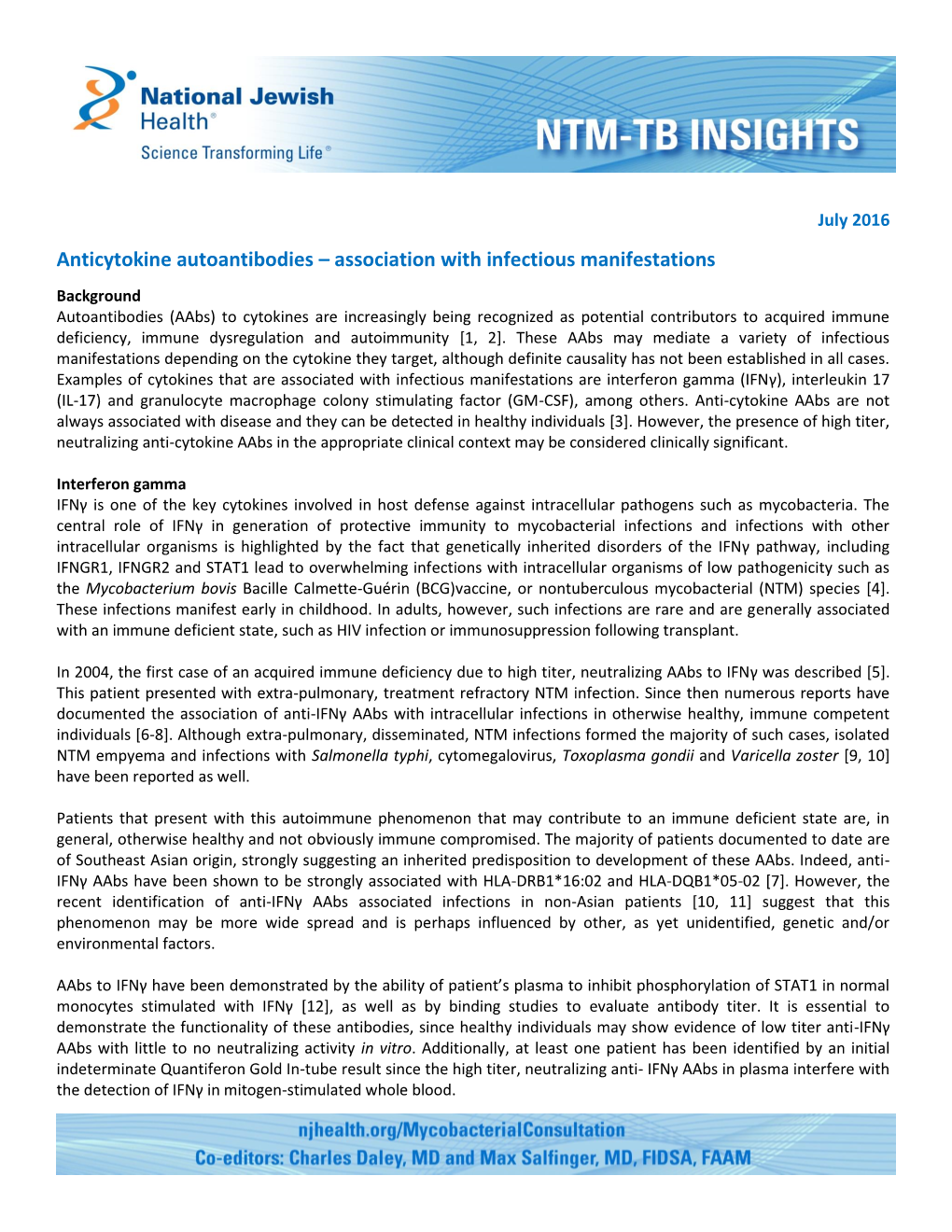 Anticytokine Autoantibodies