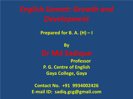 English Sonnet: Growth and Development