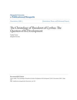 The Christology of Theodoret of Cyrrhus: the Question of Its Development