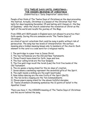 True Meaning of 12 Days of Christmas