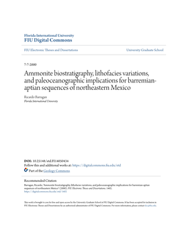 Ammonite Biostratigraphy, Lithofacies Variations, and Paleoceanographic