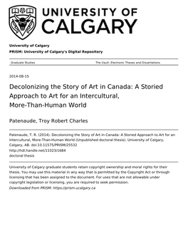 Decolonizing the Story of Art in Canada: a Storied Approach to Art for an Intercultural, More-Than-Human World