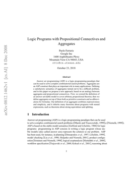Logic Programs with Propositional Connectives and Aggregates