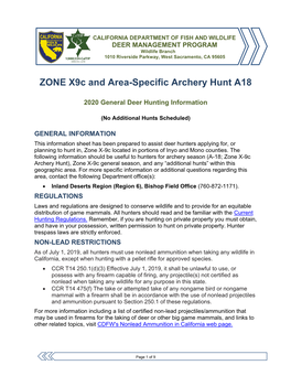 X9c A18 Zone Hunt Info