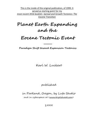 Planet Earth Expanding and the Eocene Tectonic Event  Paradigm Shift Toward Expansion Tectonics
