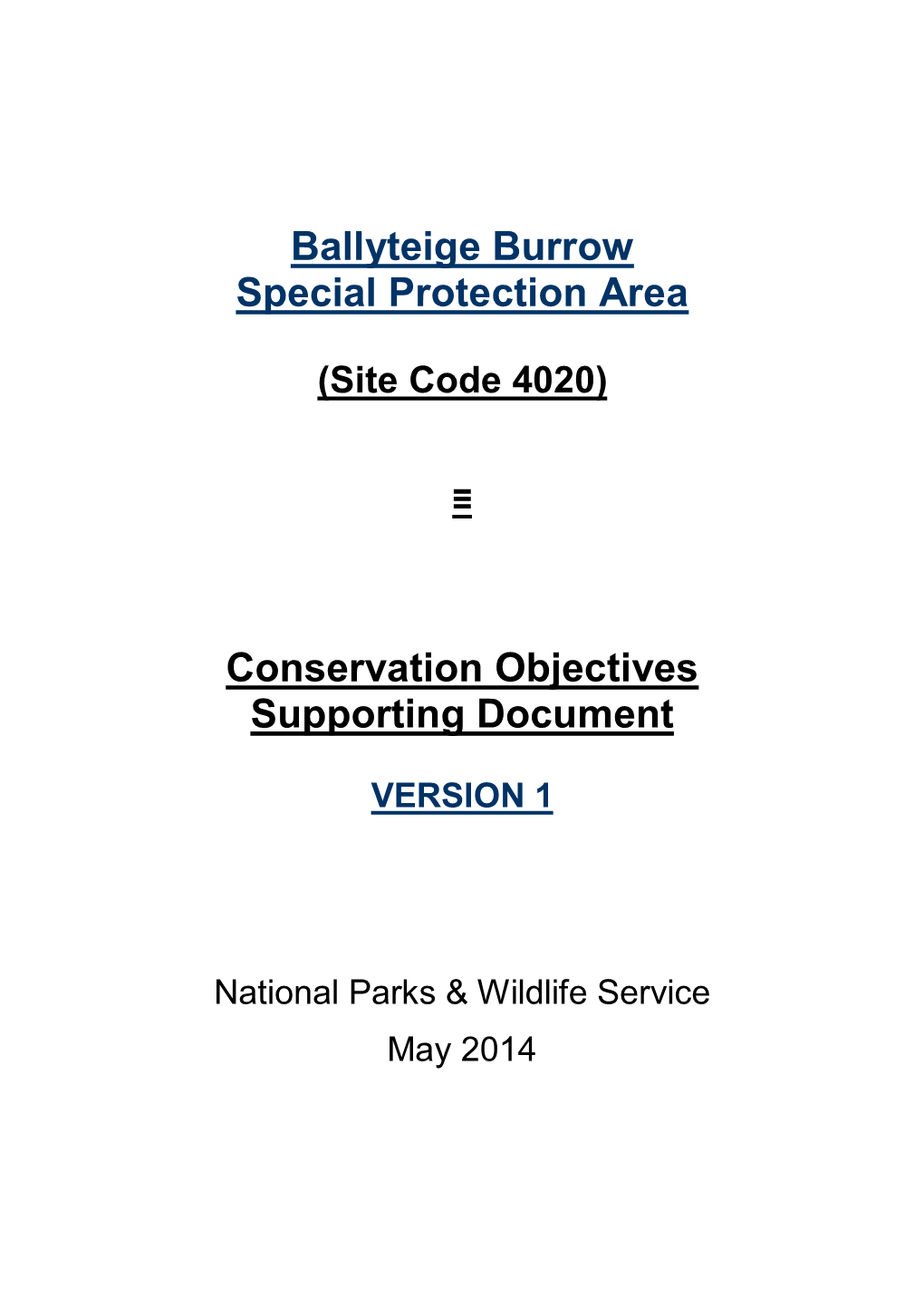 Ballyteige Burrow Special Protection Area Conservation Objectives